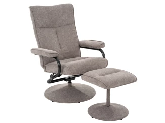 Relaxačné kreslo s taburetom Alfa, šedo-béžová látka