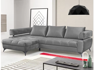 Rohová sedacia súprava Paris, stredne šedá látka, ľavý roh