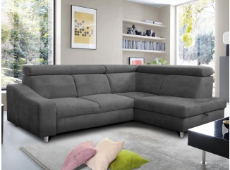 Rohová sedacia súprava Brico, stredne šedá látka, pravý roh
