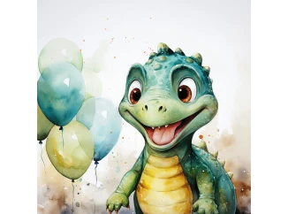 Detský obraz Veselý dino,  35x35 cm