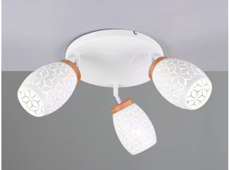 Stropné osvetlenie Bidar, biely kov/drevo, 3 svietidlá