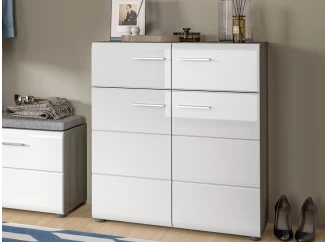 Skrinka s policami/botník Salsa, 80 cm, sivý dub/biela lesk