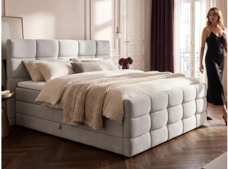 Posteľ boxspring Shadow 180x200 cm, svetlo šedá štruktúrovaná látka