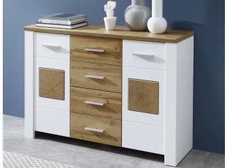 Komoda so zásuvkami Materio, dub/biela