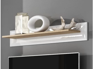 Nástenná polica Nordi, dub riviéra/biela lesk