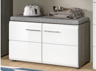 Predsieňová lavica na topánky Salsa, šedý dub/biela lesk