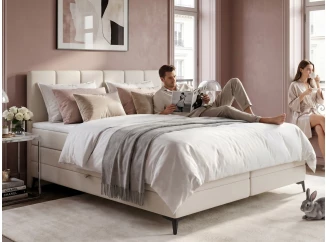 Postel boxspring Bergamo 180x200 cm, svetlo krémová látka