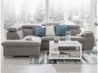 Rohová sedacia súprava Viera, svetlo šedá tkanina, ľavý roh