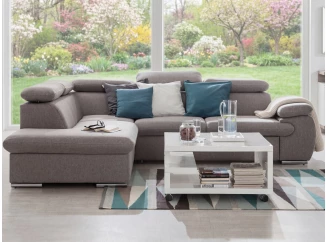 Rohová sedacia súprava Viera, svetlo šedá tkanina, ľavý roh