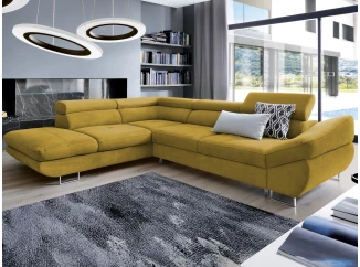 Rohová sedacia súprava Fabio, žltá látka, ľavý roh