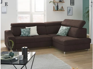 Rohová sedacia souprava Brico, tmavo hnedá látka, pravý roh