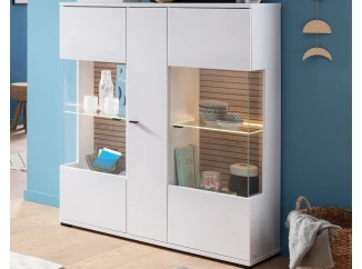 Široká vitrína Rovigo 115  cm, dub nox/biela