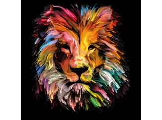 Obraz na plátne Farebný lev, 35x35 cm, efekt olejomaľby