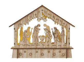 Vianočné dekorácie LED betlehem, drevený