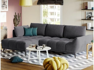 Rohová sedacia súprava Allegra, antracitová látka, ľavý roh