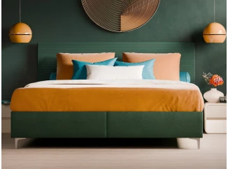 Posteľ s roštmi Stephano 180x200 cm, zelená štrukturovaná látka