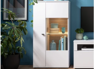 Skrinka s presklením Rovigo 70 cm,dub nox/biela