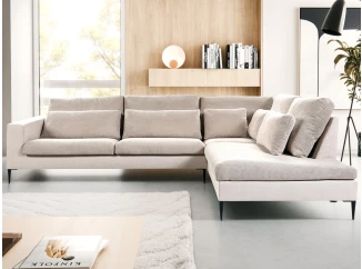 Rohová sedačka Romeo, béžová štruktúrovaná látka, pravý roh