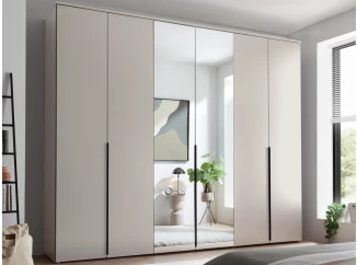 Šatníková skriňa so zrkadlami Kevo, 270 cm, béžová kašmír