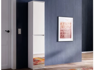 Zrkadlová viacúčelová skriňa s policami Mirror, 37 cm, biela