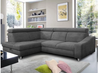 Rohová sedacia súprava Brico, stredne šedá látka, ľavý roh