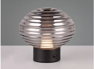 LED stolná lampa nabíjacia Earl 14 cm, dymové sklo