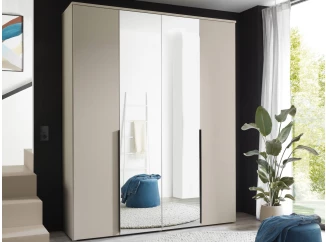 Šatníková skriňa so zrkadlami Kevo, 180 cm, béžová kašmír