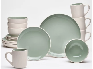 Jedálenský servis (16 dielov) London, zelená/béžová