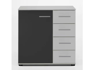 Komoda so zásuvkami Nora, biela / grafitová