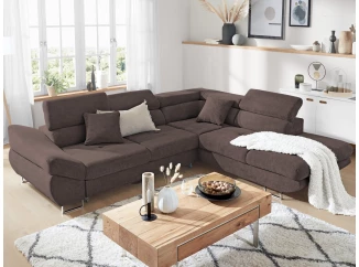 Rohová sedacia súprava Fabio, hnedá espresso látka, pravý roh