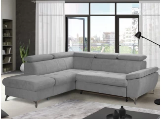 Rohová sedacia súprava Gisele, svetlo šedá látka, ľavý roh