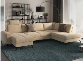 Sedacia súprava Elite, pieskovo béžová látka, tvar pravej U