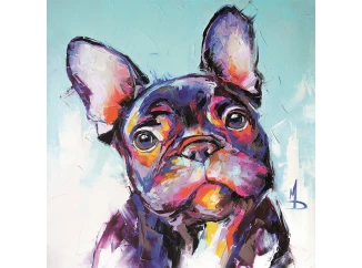 Obraz na plátne Francúzsky buldoček, 35x35 cm, efekt ručnej maľby