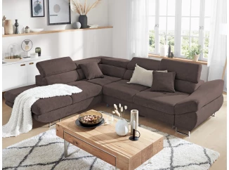 Rohová sedacia súprava Fabio, hnedá espresso látka, ľavý roh