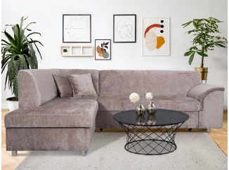 Rohová sedacia súprava Bernett, ružová látka, ľavý roh