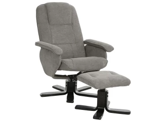 Polohovacie kreslo s taburetom Helga,  šedá látka
