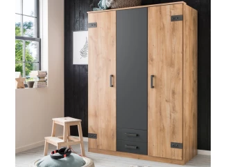 Šatníková skriňa so zásuvkami Cork, 135 cm, doskový dub/grafit