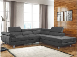 Rohová sedacia súprava Lotos, tmavo šedá látka, pravý roh