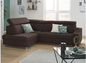 Rohová sedacia súprava Brico, tmavo hnedá látka, ľavý roh