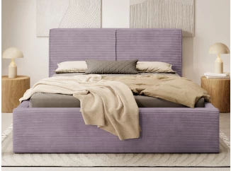 Posteľ Inez 180x200 cm, púdrovo fialová štrukturovaná látka