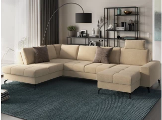 Sedacia súprava Elite, pieskovo béžová látka, tvar ľavej U