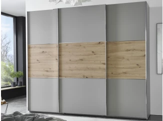 Šatníková skriňa Indiana A, 250 cm, šedá sahara/dub artisan