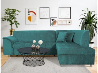 Rohová sedacia  súprava Bernett, azúrová látka, pravý roh