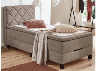 Posteľ Jeff 100x200 cm, svetlohnedá látka