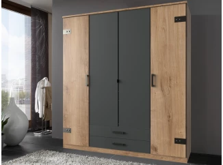 Šatníková skriňa so zásuvkami Cork, 180 cm, doskový dub/grafit