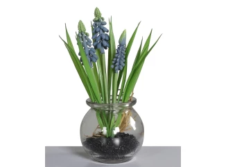 Umelá kvetina Modrica v skle, 19 cm
