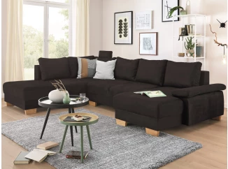 Sedacia  súprava Chivas, tvar ľavé U, temne hnedá látka