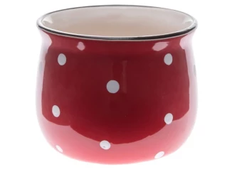 Obal na kvetináč Bodkovaný 9,5 cm, červeno-biely