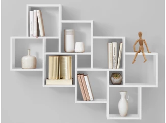 Nástenný regál Laurio, biela, 11 priehradok