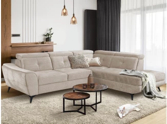 Rohová sedacia súprava Sergio, béžová látka, pravý roh